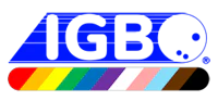 a rainbow colored tv with a blue background